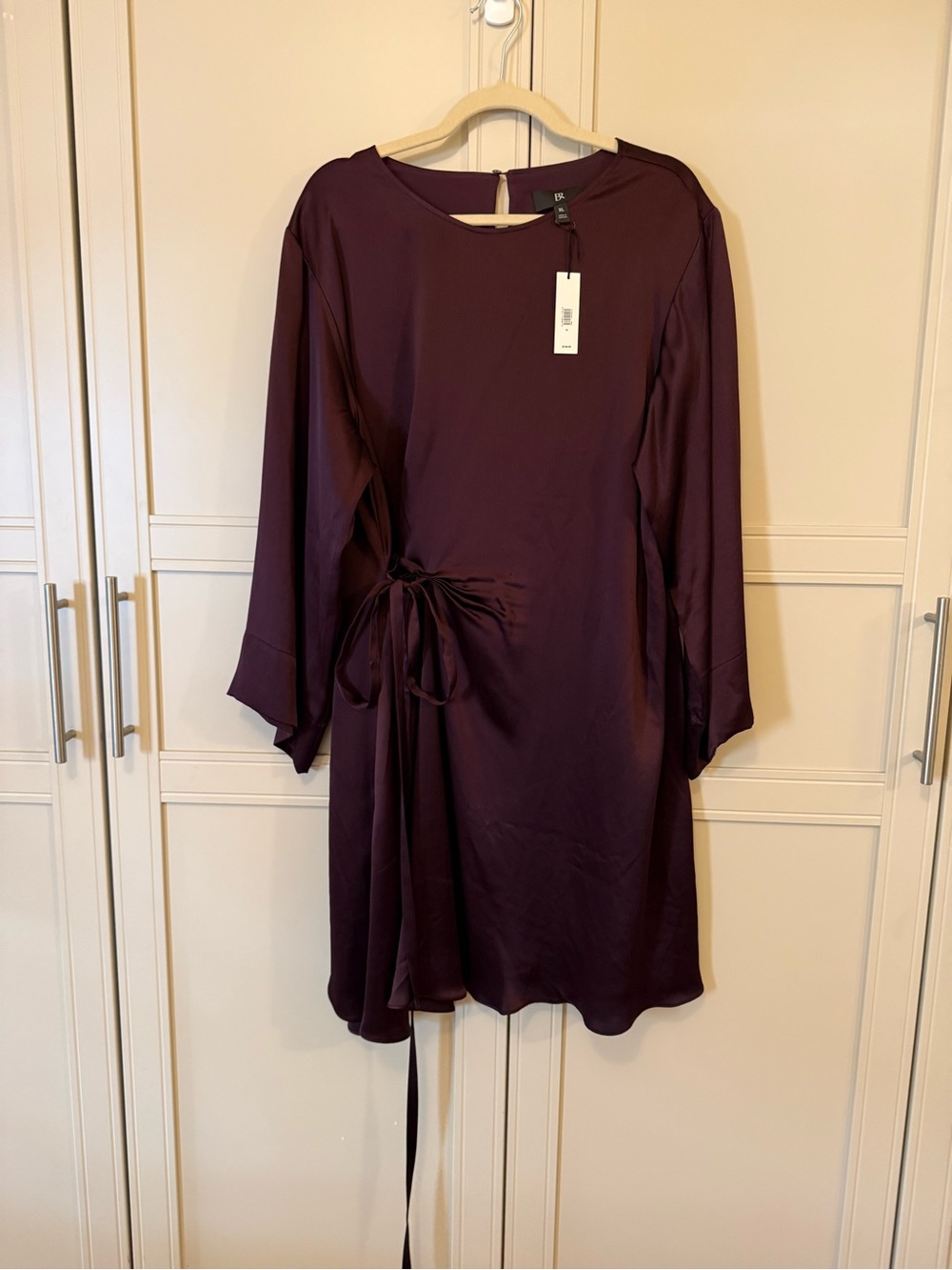 Banana Republic Aubergine Tie-Waist Shift Dress XL NWT Long Sleeve